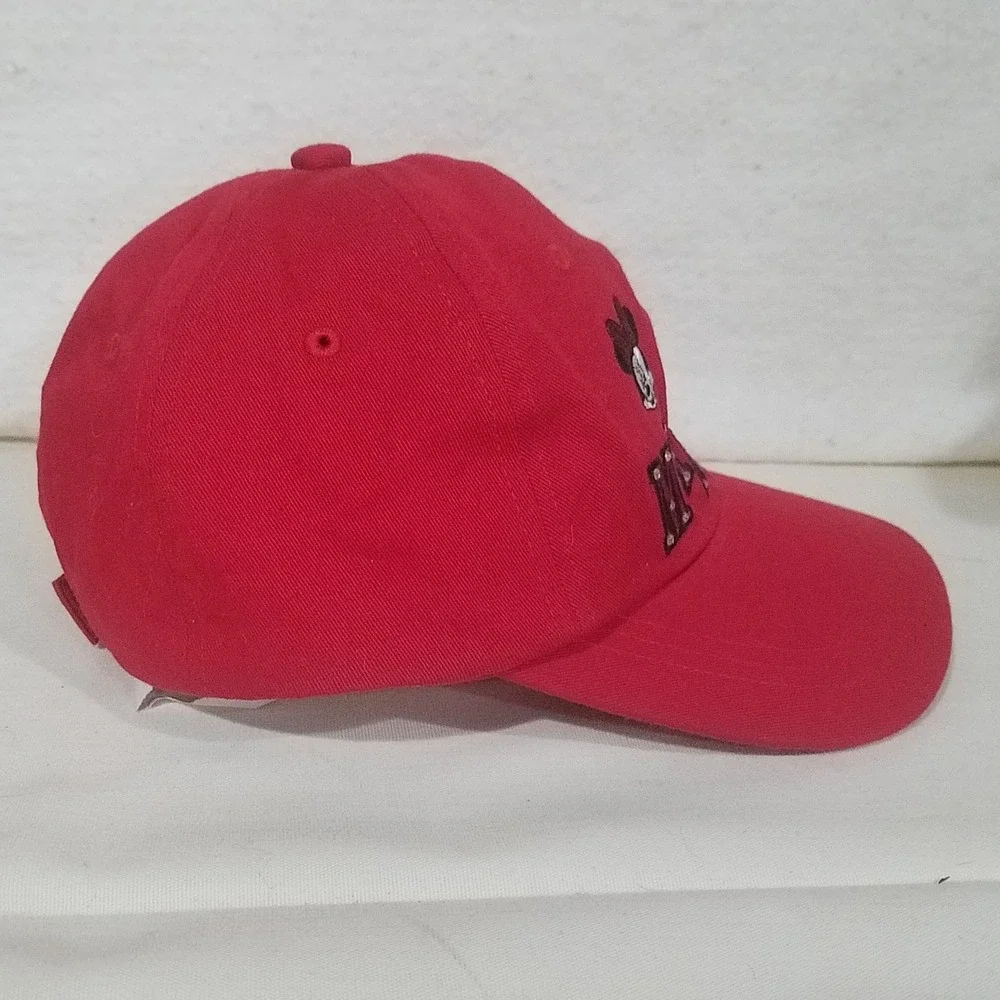 Disney Minnie Mouse Red Baseball Cap Large Adjustable‎ Embroidered Rhinestones